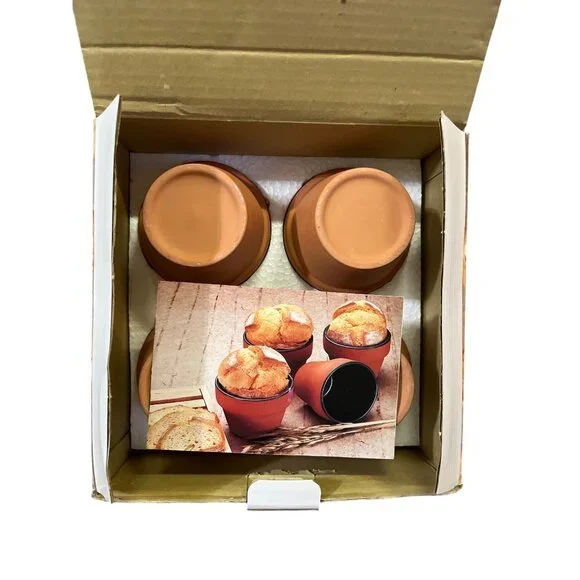 1996 Hearthstone Bread Baker Set 4 Clay Pots Baking Crocks Used - Picture 10 of 16